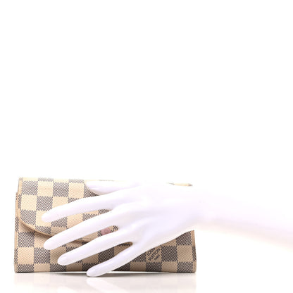 Louis Vuitton Damier Azur Emilie Wallet Rose Ballerine 2 of 8