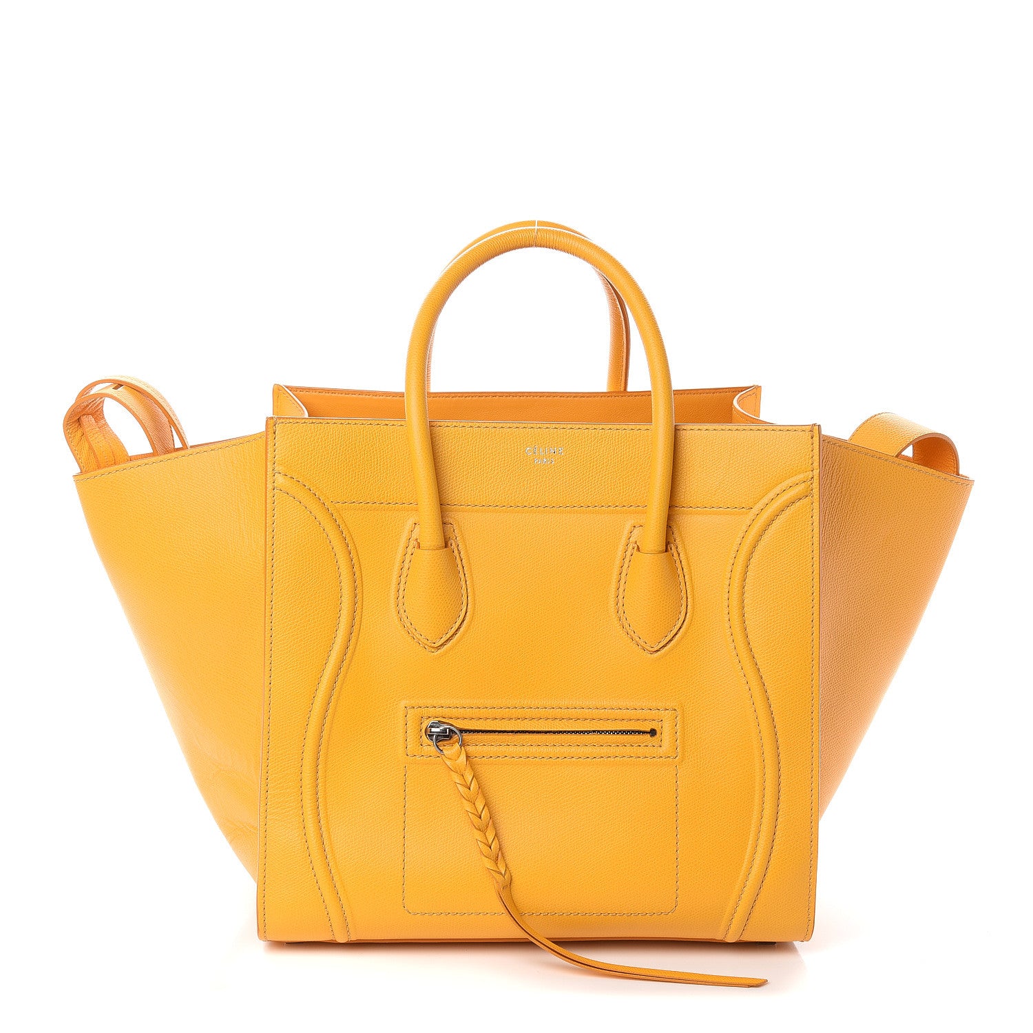 Celine Grained Calfskin Medium Phantom Luggage Saffron 1 of 8