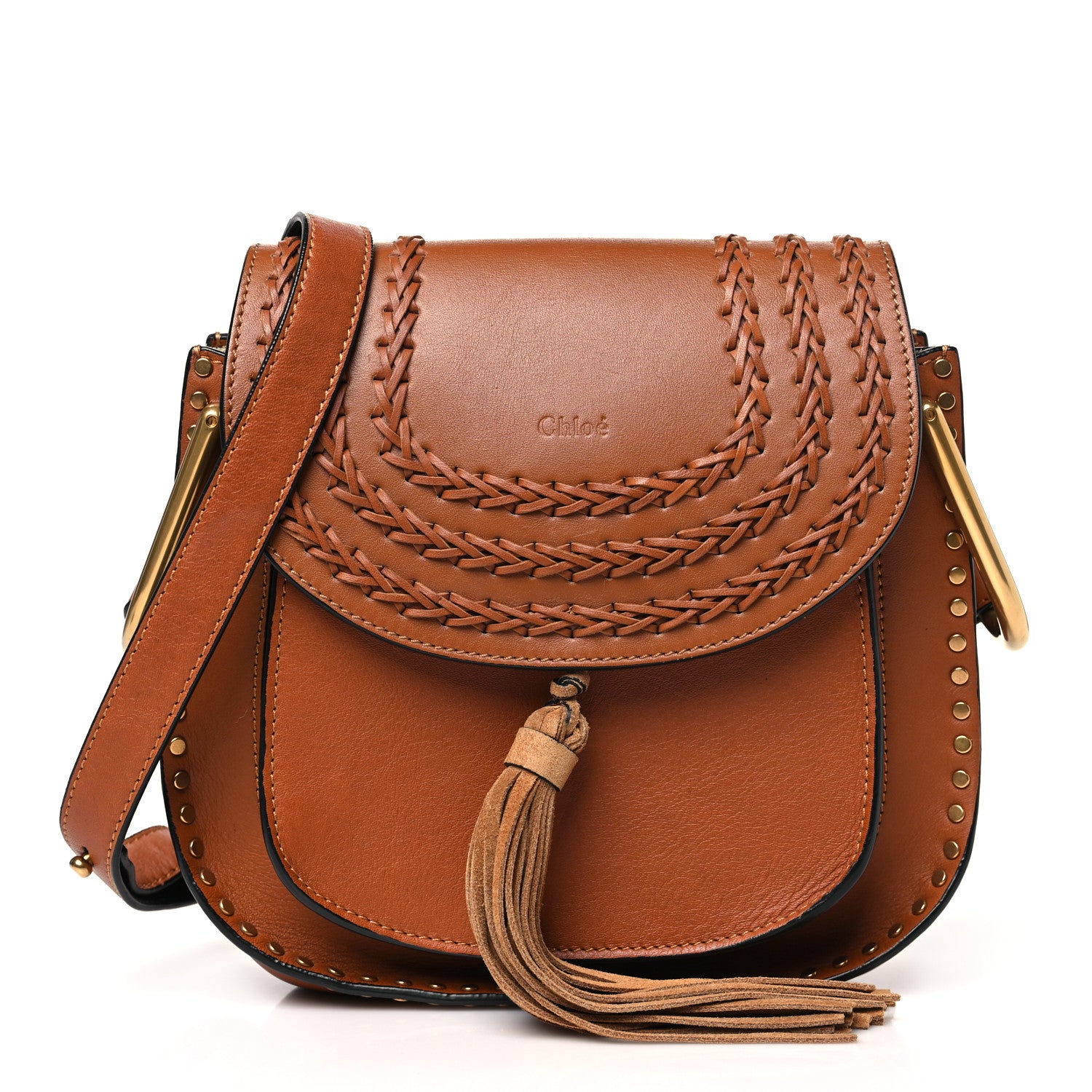 Chloe Calfskin Braided Small Hudson Shoulder Bag Caramel 1 of 10