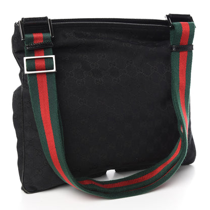 Gucci Monogram Web Medium Double Pocket Messenger Bag Black 3 of 10