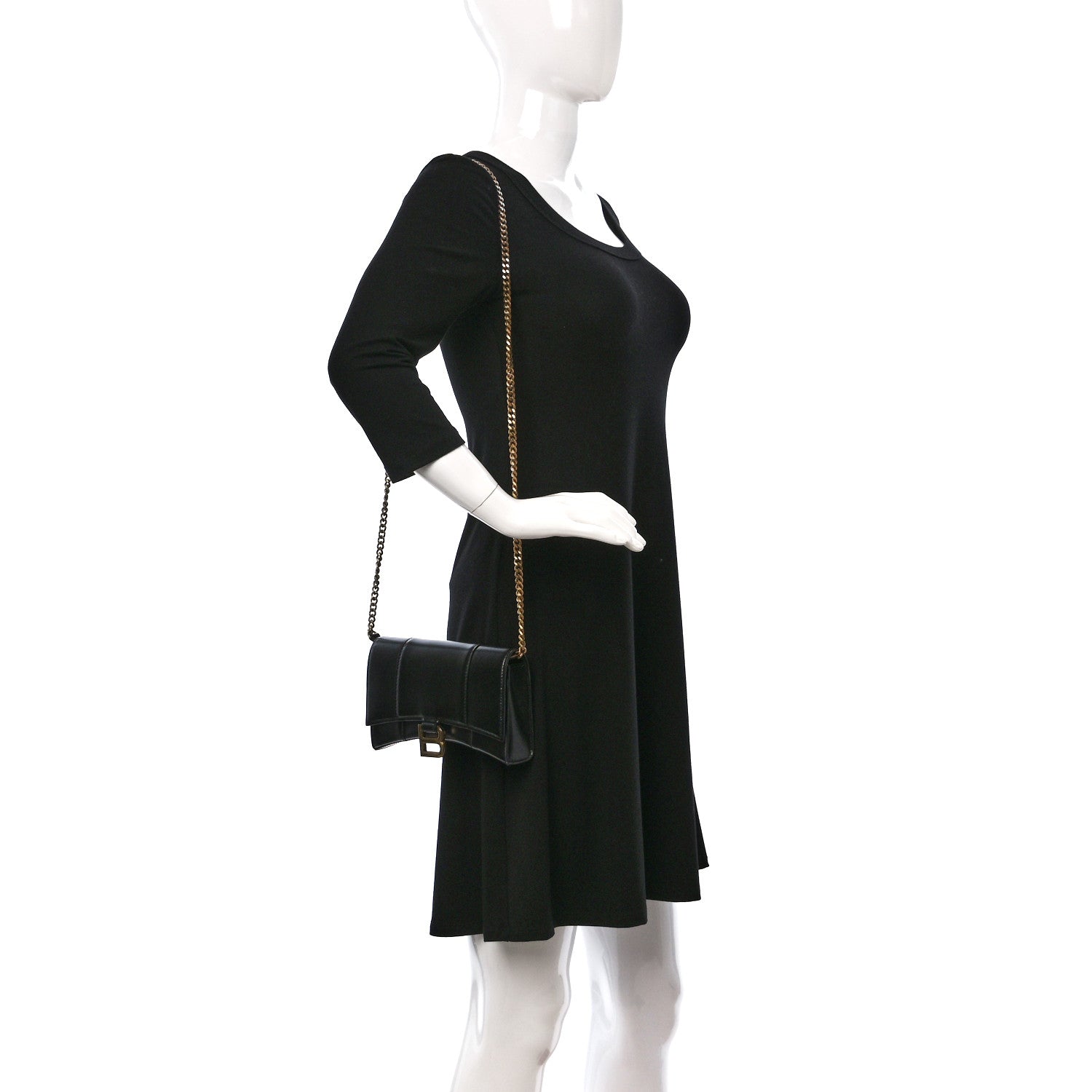 Balenciaga Shiny Box Calfskin Hourglass Chain Bag Black 2 of 8
