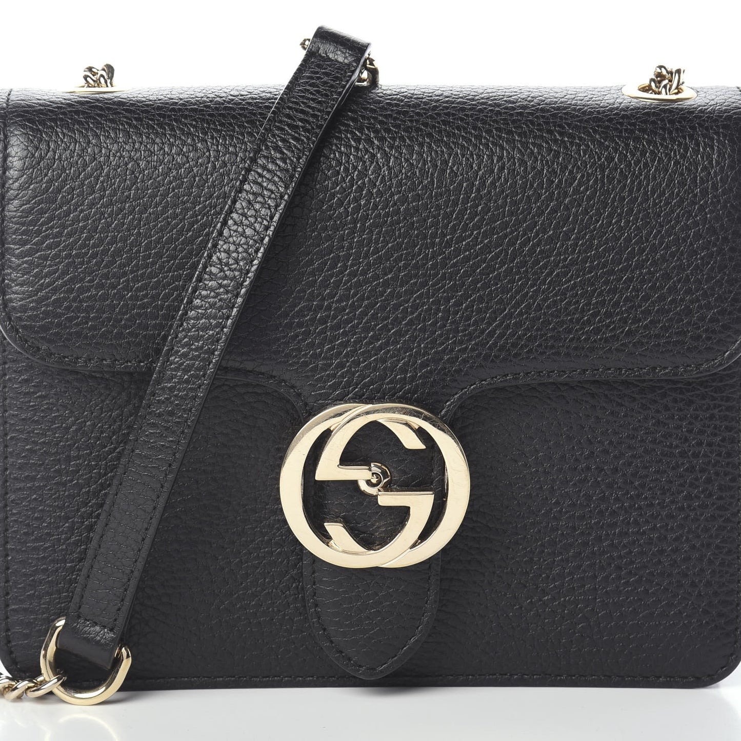 Dollar Calfskin Small Interlocking G Shoulder Bag Black