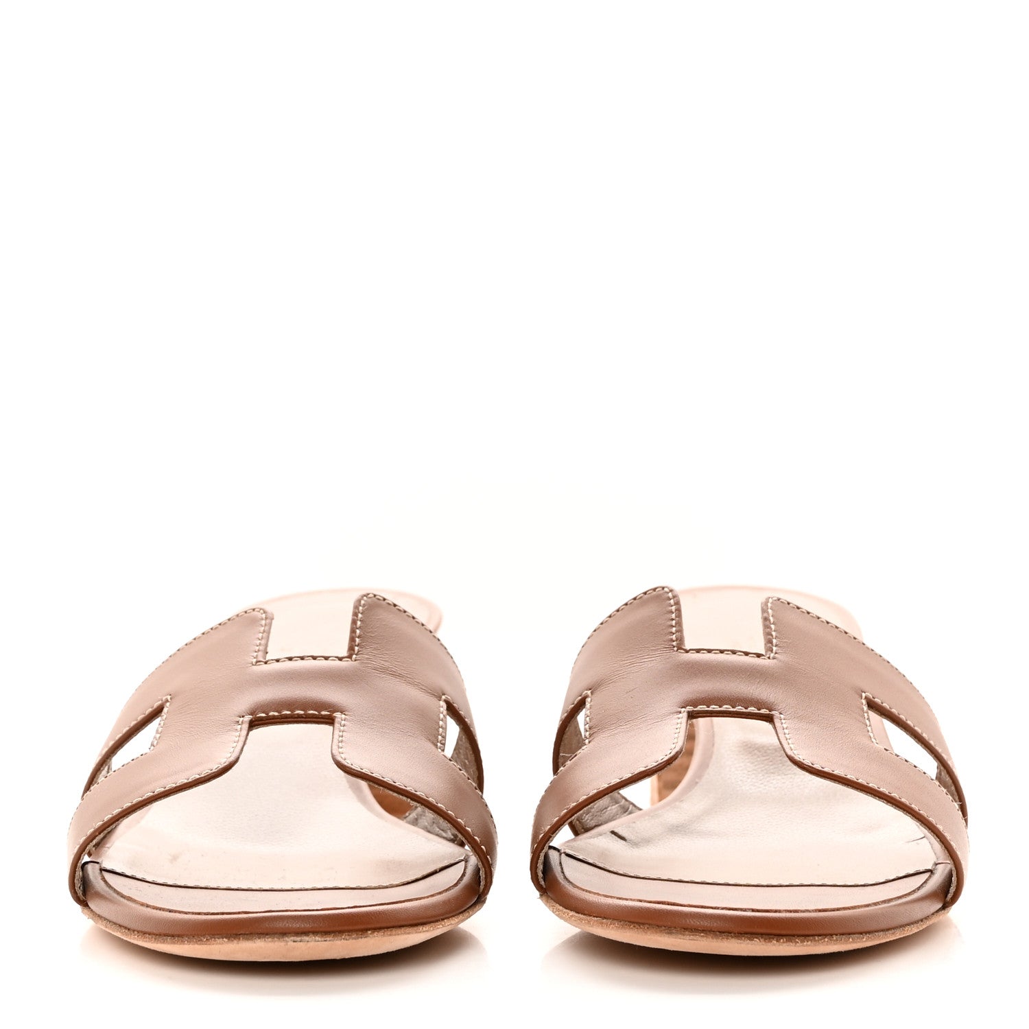Hermes Calfskin Oasis Sandals 37.5 Gold 2 of 14
