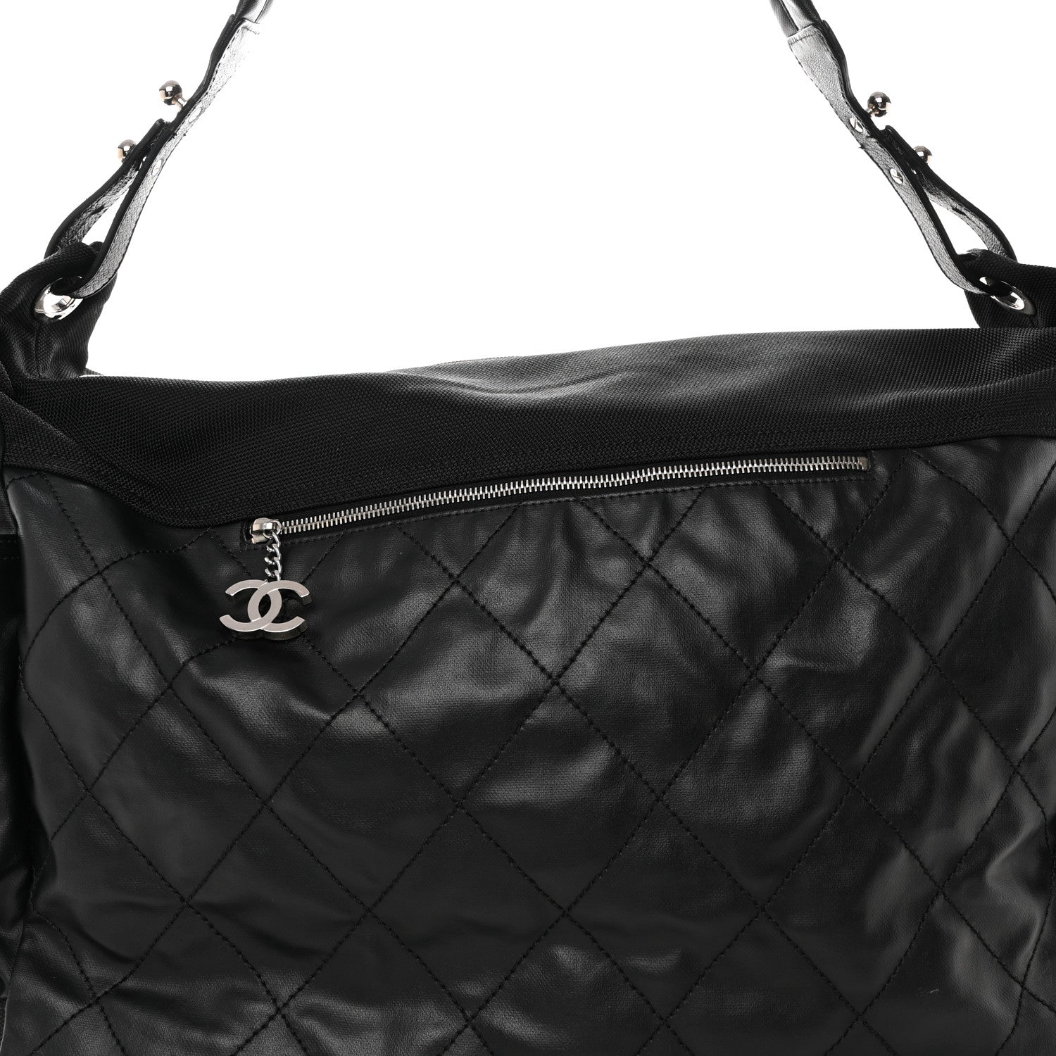 Chanel Coated Canvas Paris Biarritz XL Travel Bag Black 8 of 16