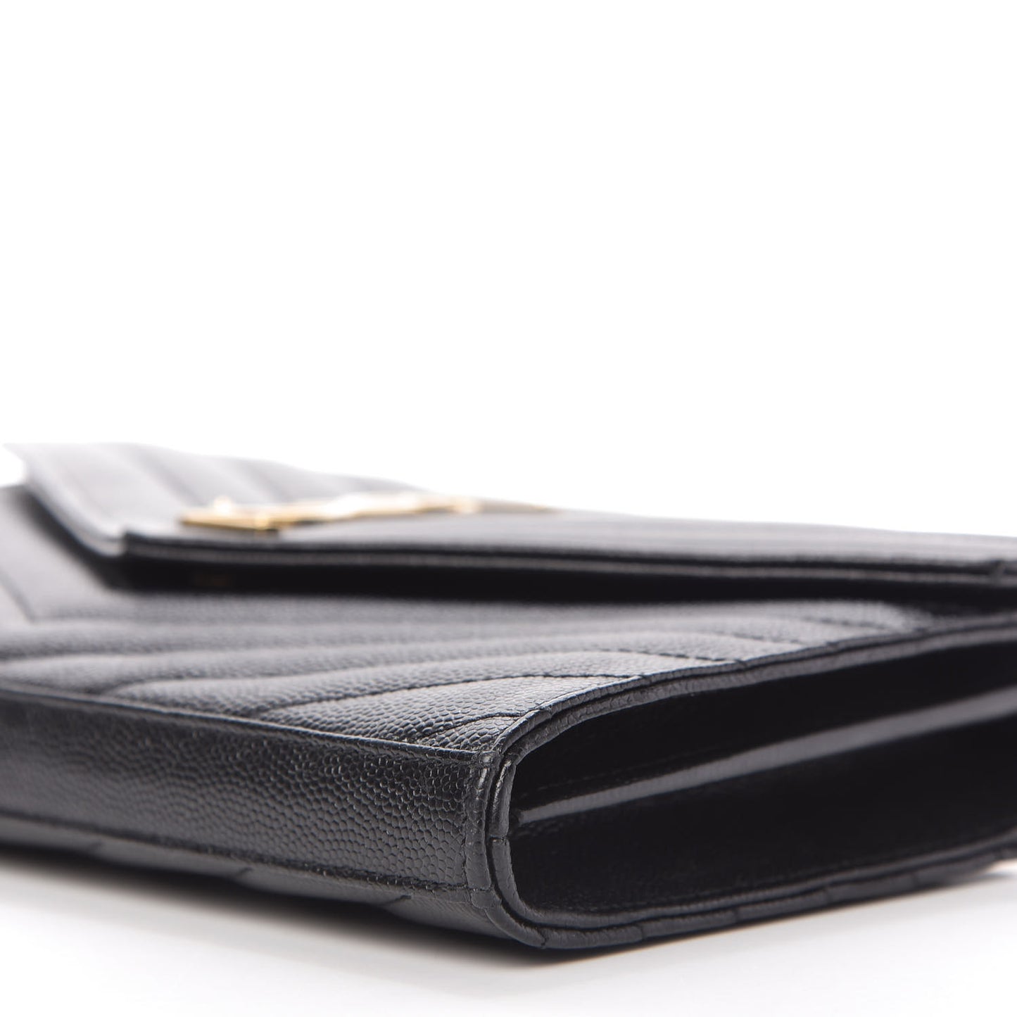 Grain De Poudre Matelasse Chevron Monogram Chain Wallet Black