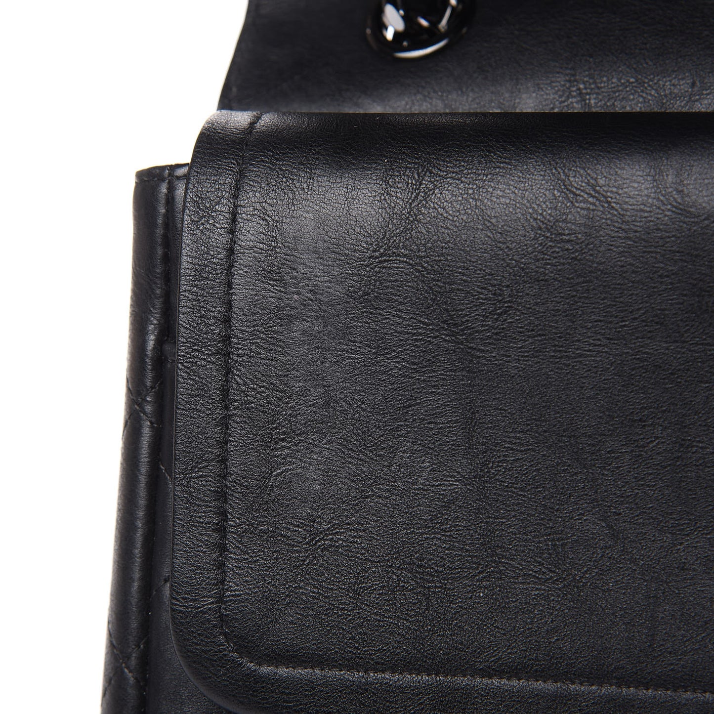 Crumpled Calfskin Quilted Jumbo Double Flap So Black