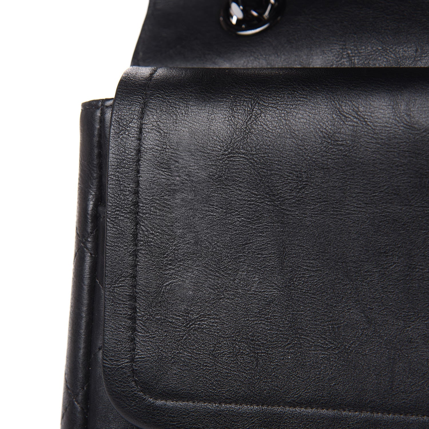Chanel Crumpled Calfskin Quilted Jumbo Double Flap So Black 12 of 13