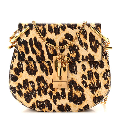 Chloe Calfskin Leopard Print Mini Drew Shoulder Bag 1 of 9