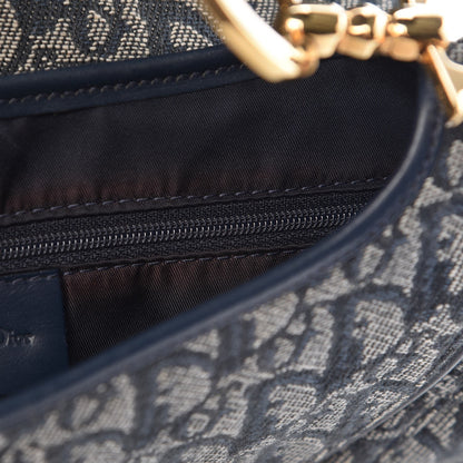 Christian Dior Monogram Double Saddle Bag Navy Blue 9 of 10