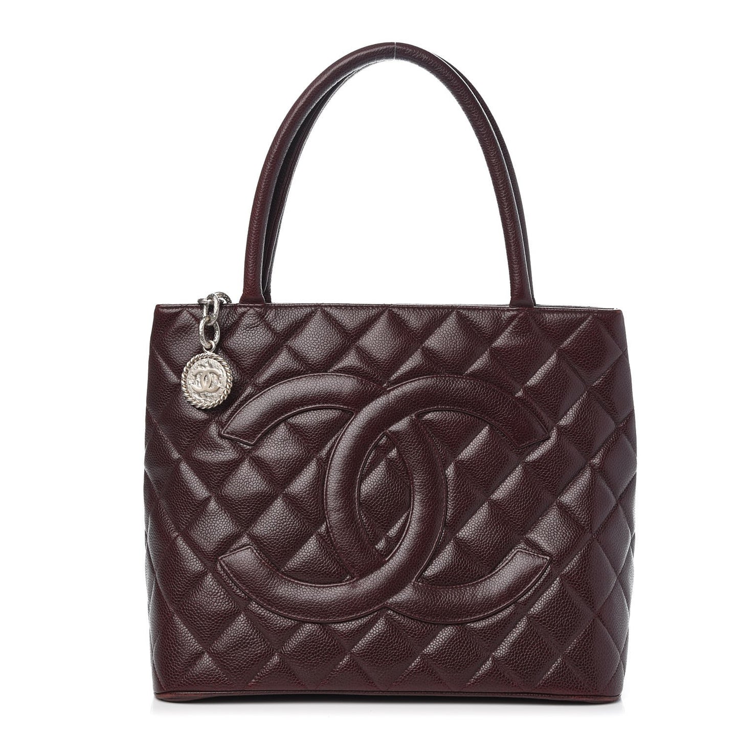 Caviar Quilted Medallion Tote Bordeaux