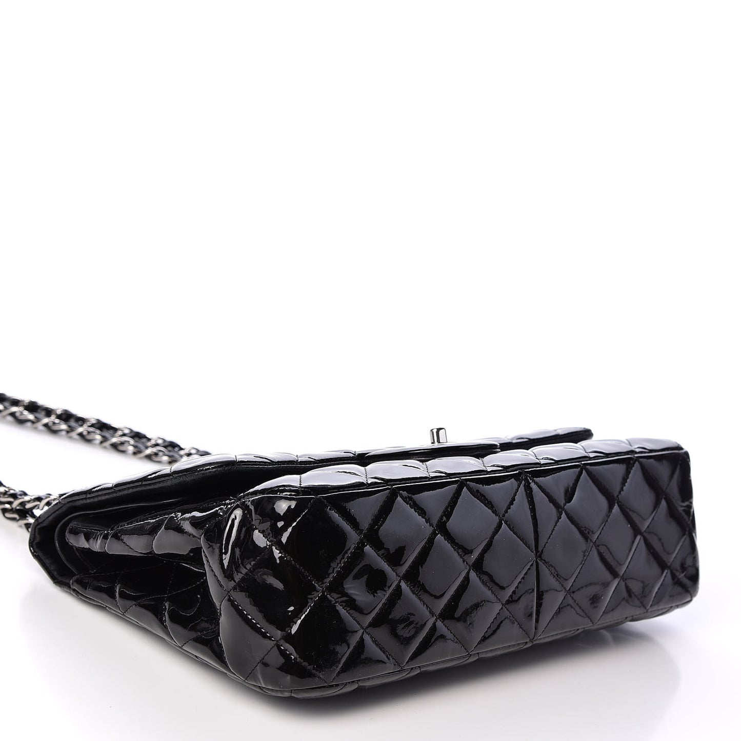 Patent Quilted Jumbo Double Flap Black