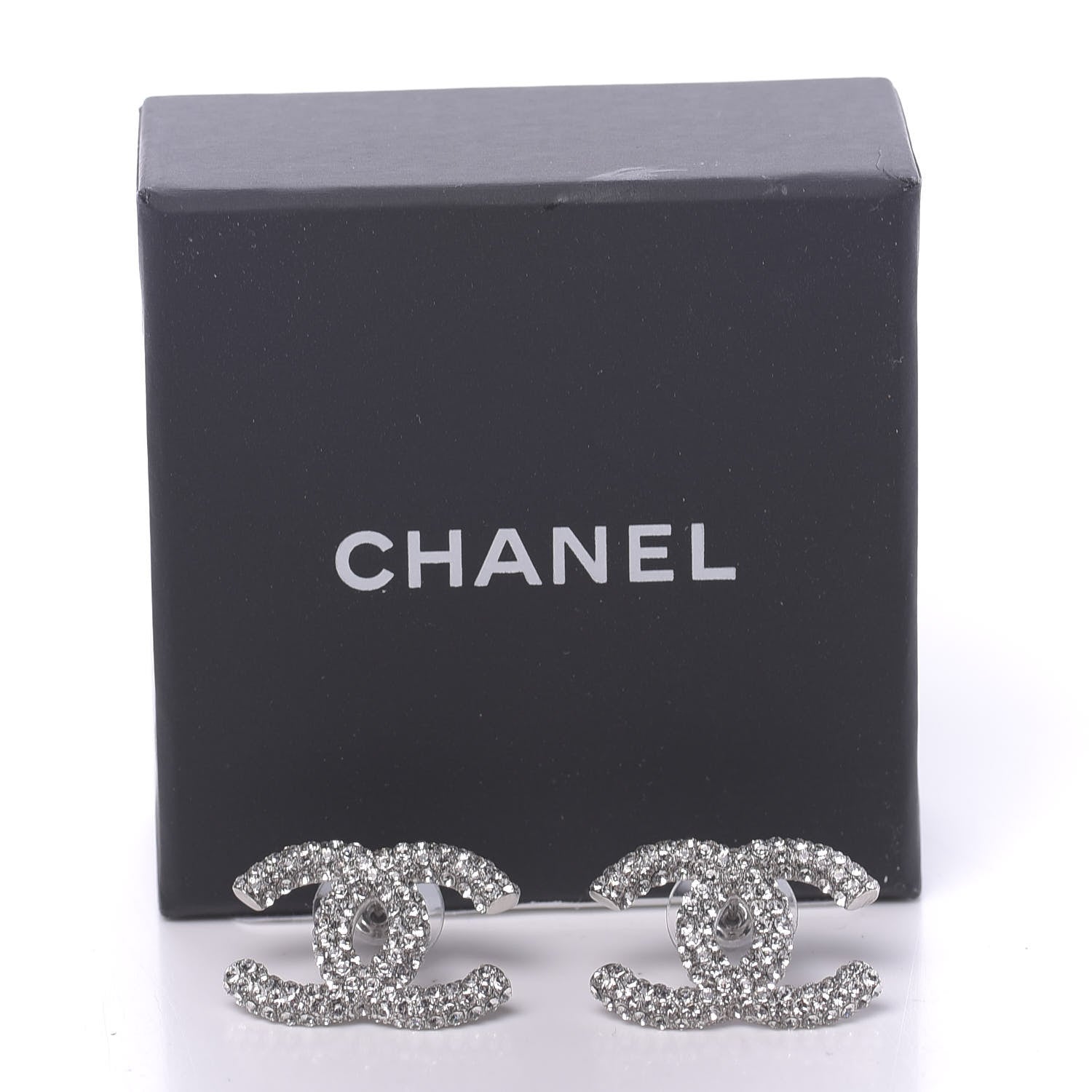 Chanel Crystal CC Treasure Chest Earrings Silver 5 of 5