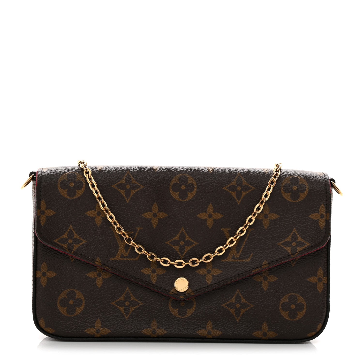 Louis Vuitton Monogram Pochette Felicie Chain Wallet Fuchsia 1 of 12