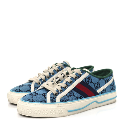 Gucci GG Monogram Multicolor Web Womens 1977 Tennis Sneakers 35 Light Blue Mystic White 4 of 10