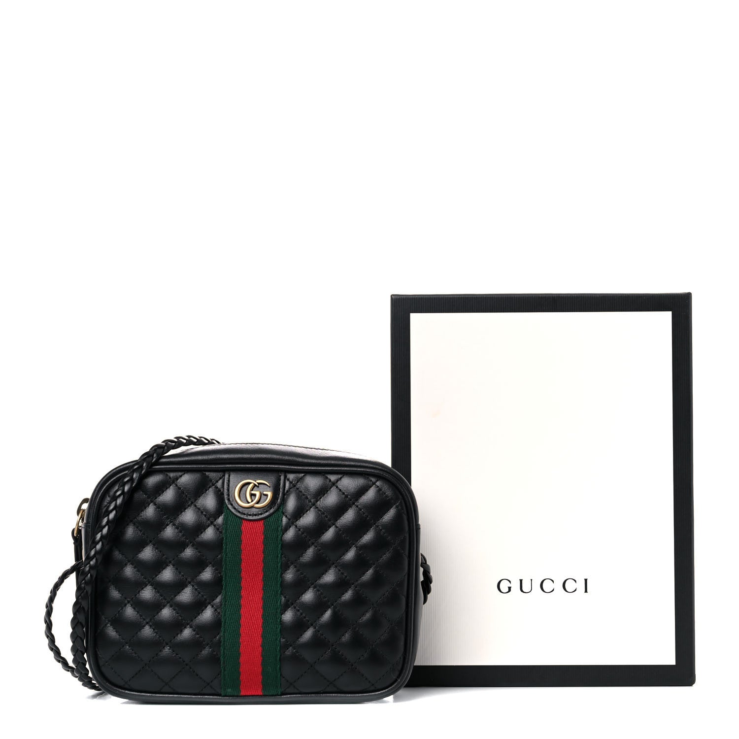Gucci Calfskin Trapuntata Web Mini GG Shoulder Bag Black 11 of 11