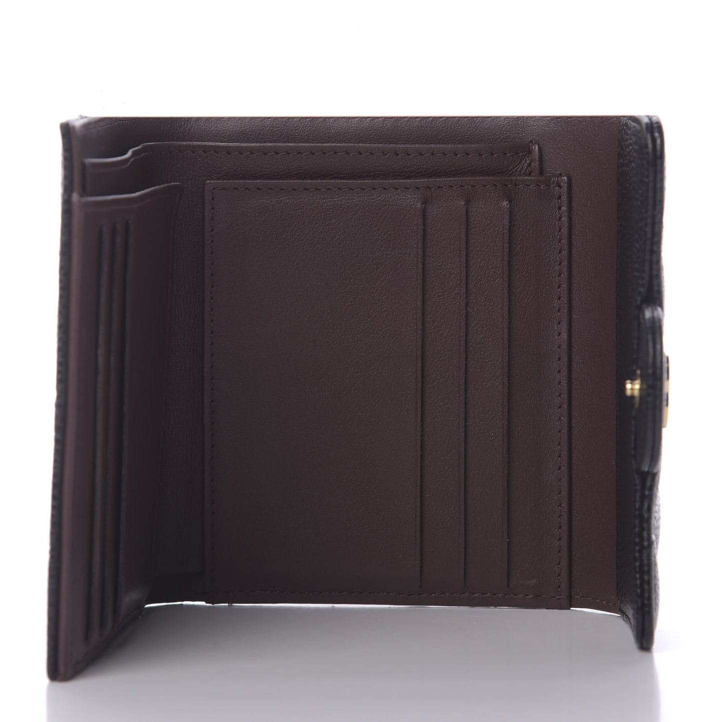 Caviar Quilted Compact Flap Wallet Black
