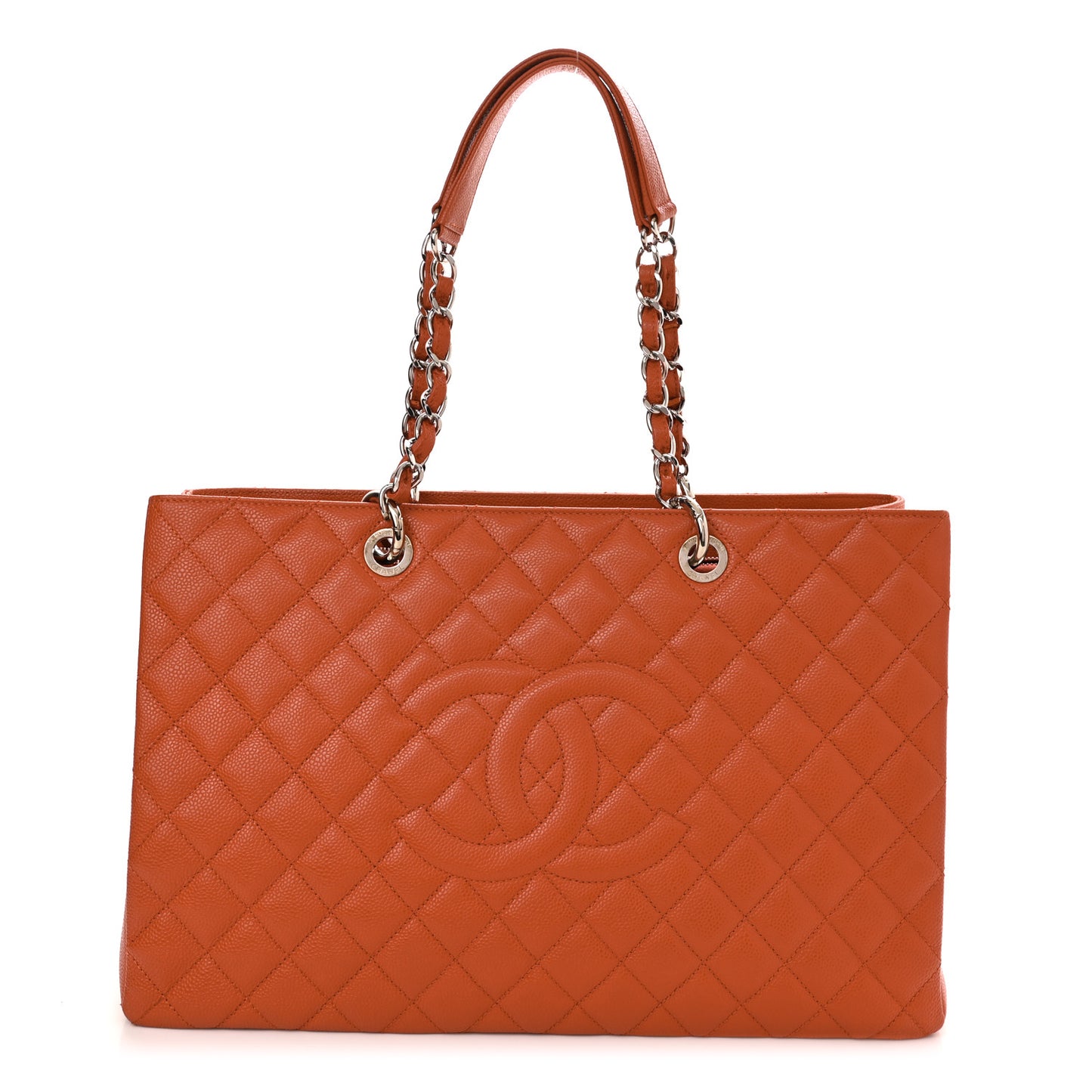 Caviar Quilted XL Grand Shopping Tote GST Orange