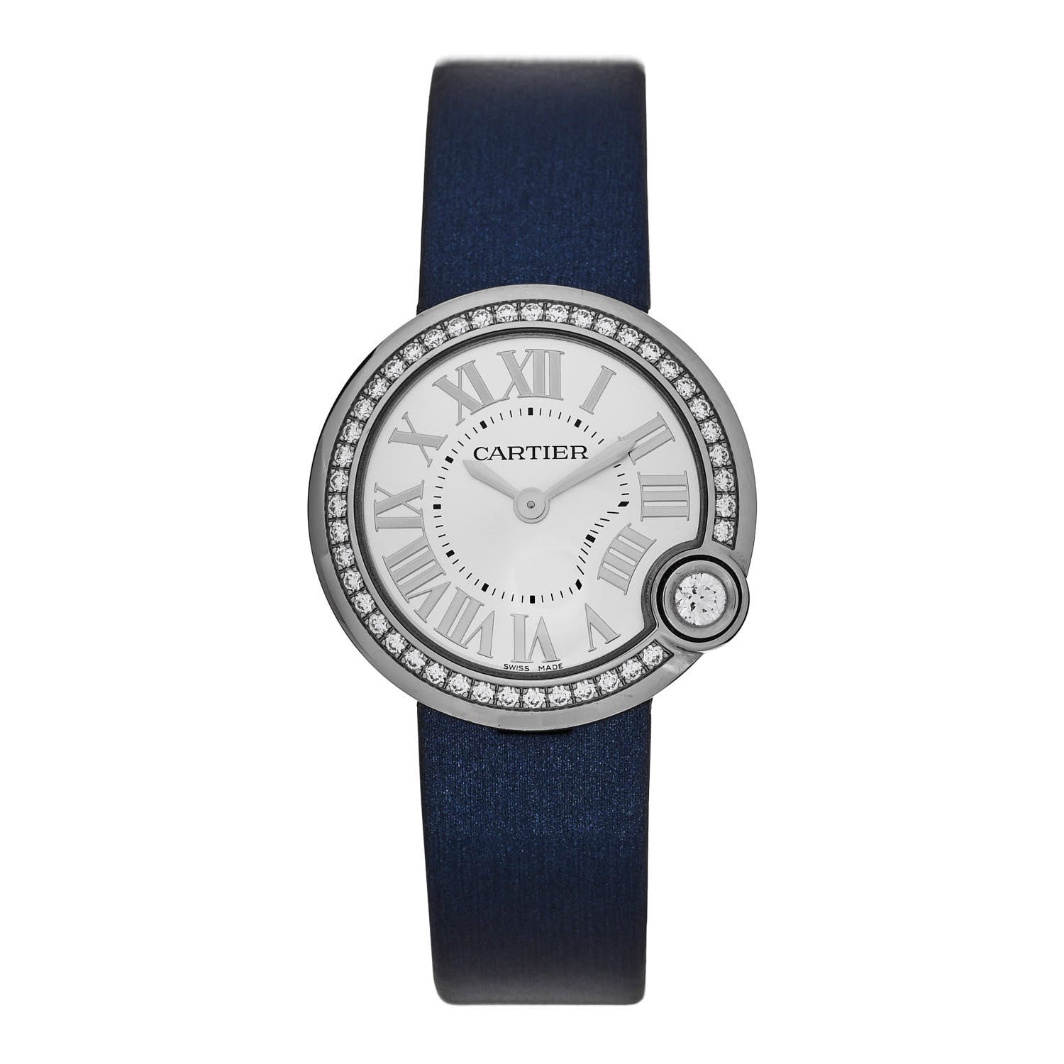 Cartier Stainless Steel Satin Diamond Bezel 30mm Ballon Blanc De Cartier Quartz Watch 1 of 5