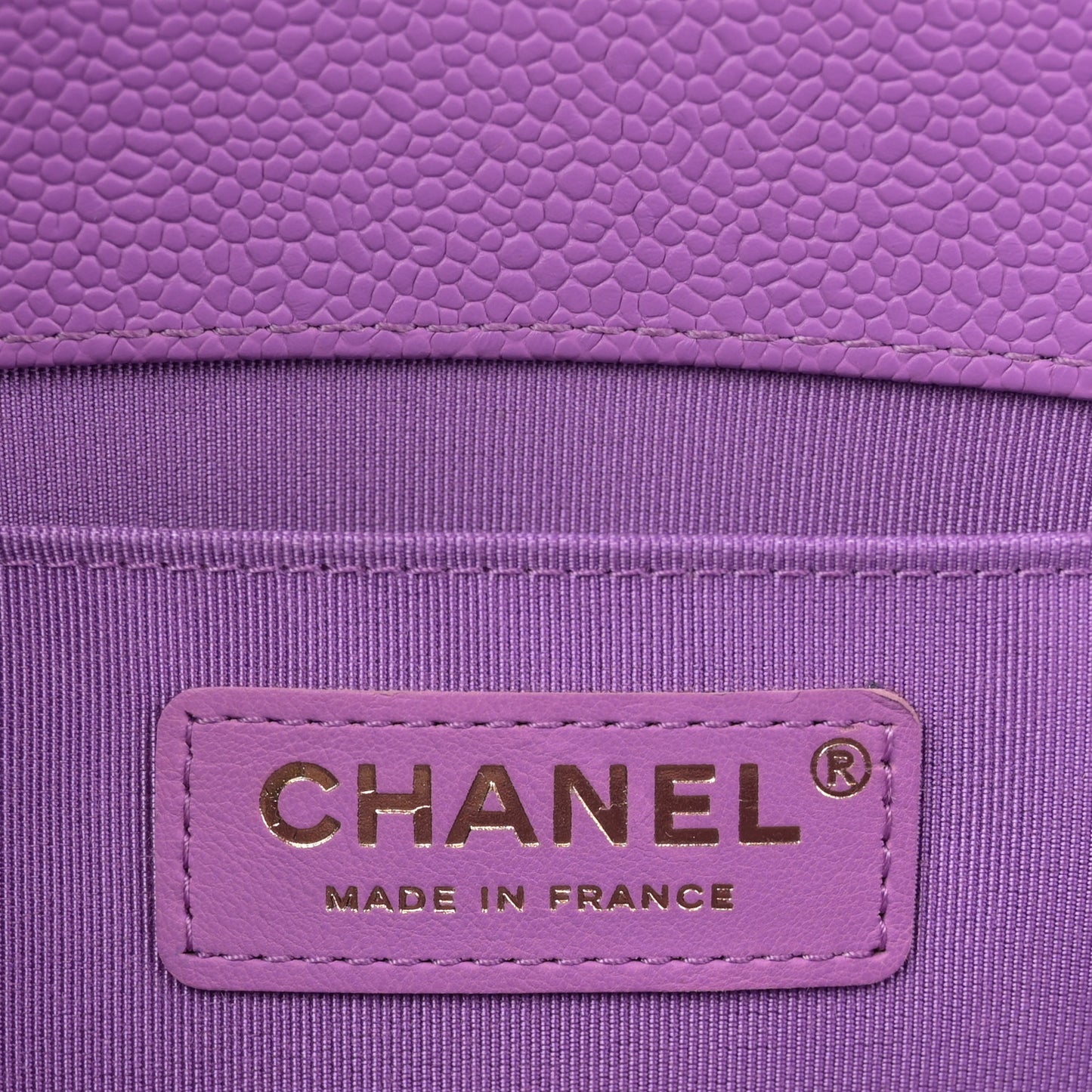 Caviar Quilted Medium Boy Flap Purple