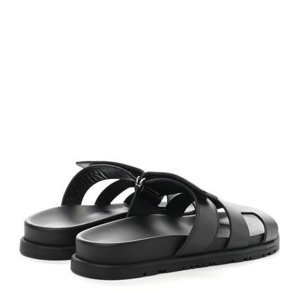 Hermes Calfskin Womens Chypre Sandals 35.5 Black 4 of 9