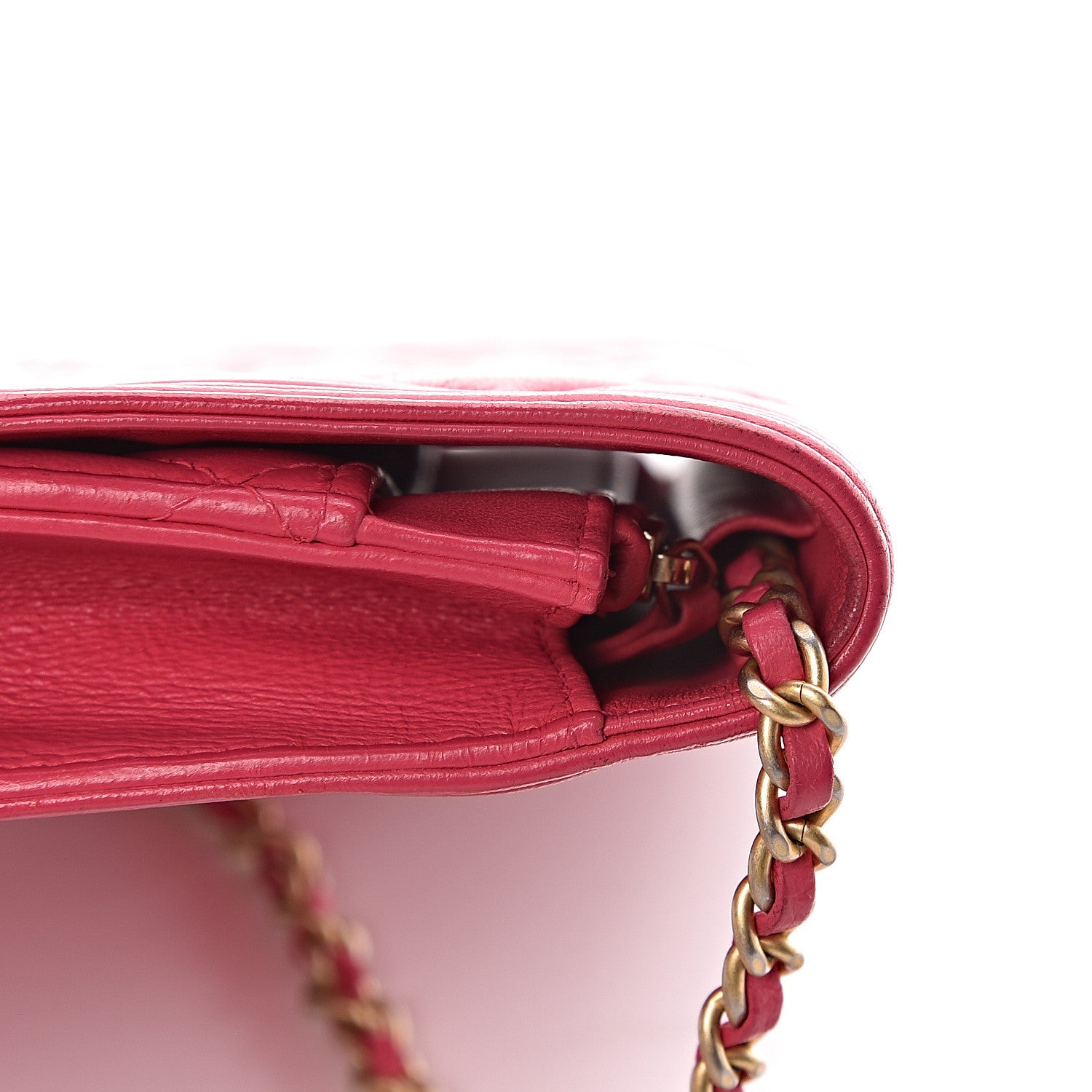 Chanel Lambskin Quilted Boy Wallet On Chain WOC Fuchsia 14 of 20