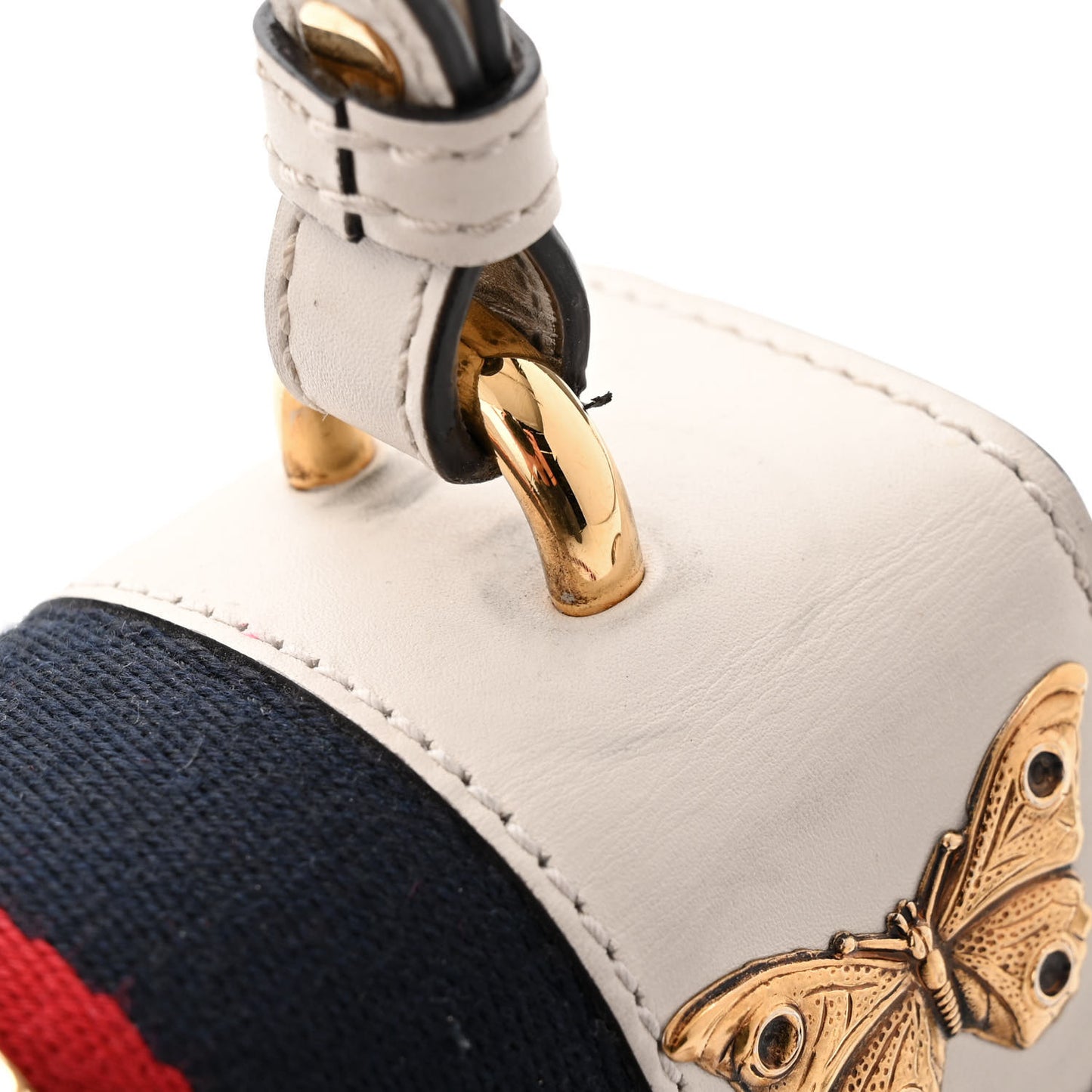 Calfskin Animal Studs Mini Sylvie Top Handle Bag White