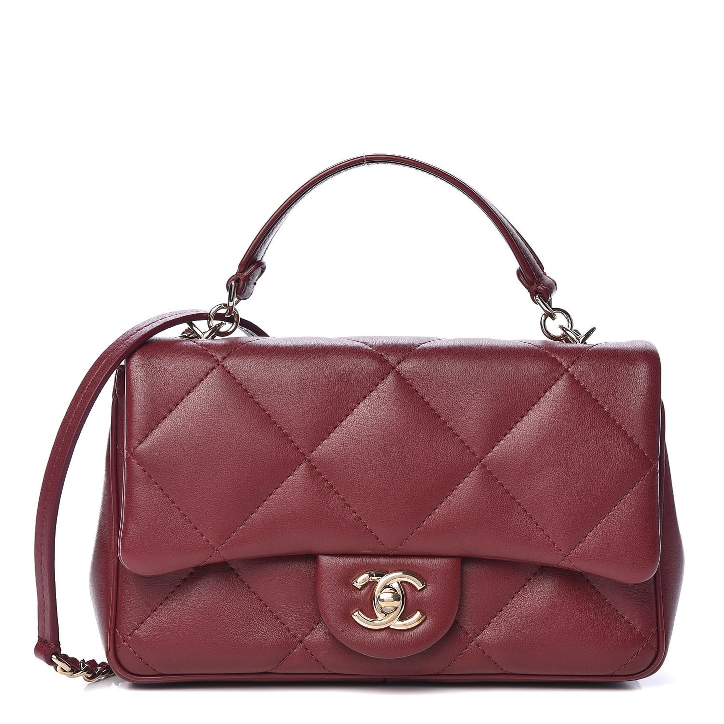 Lambskin Quilted CC Flap Bag Burgundy