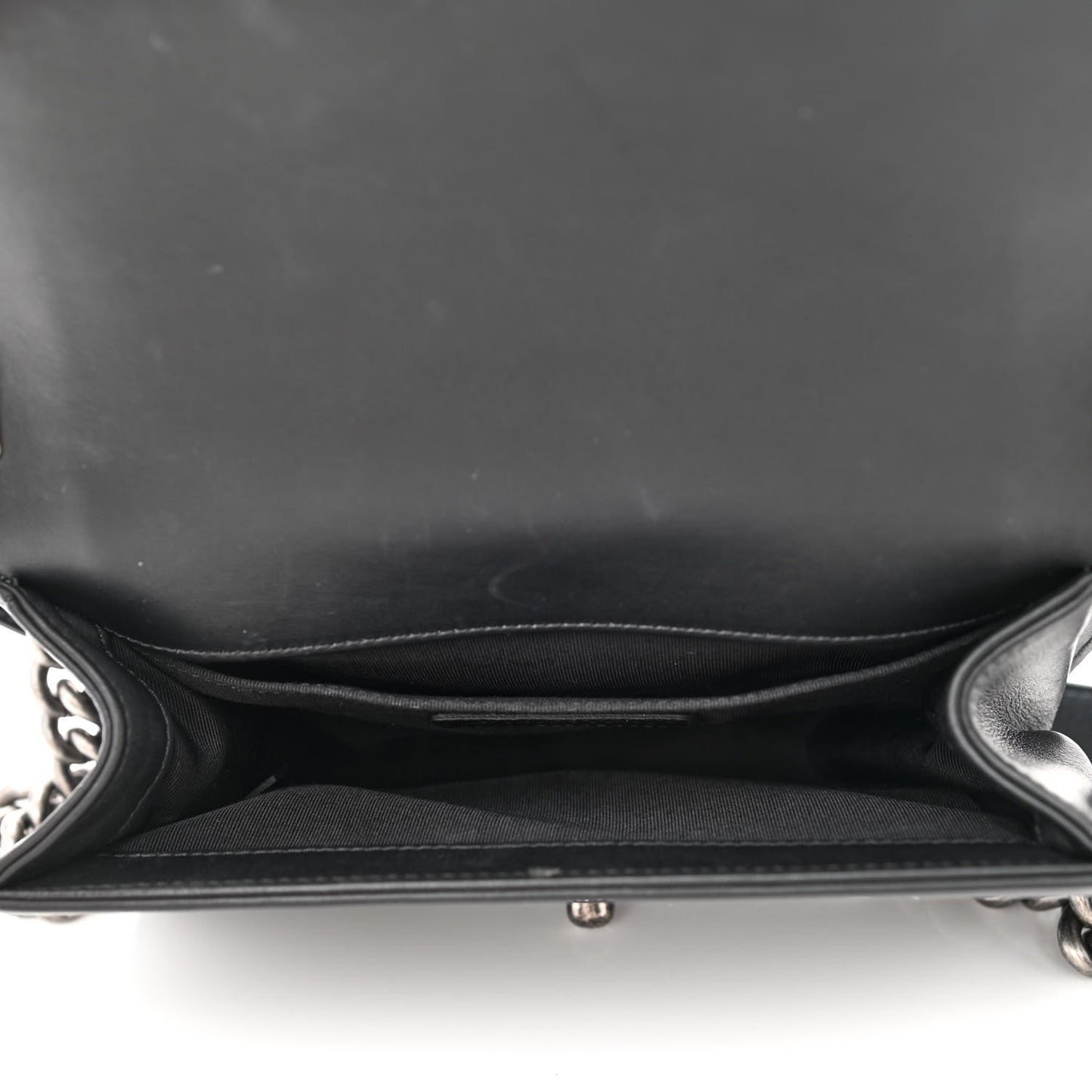 Lambskin Pleated Small Boy Flap Black