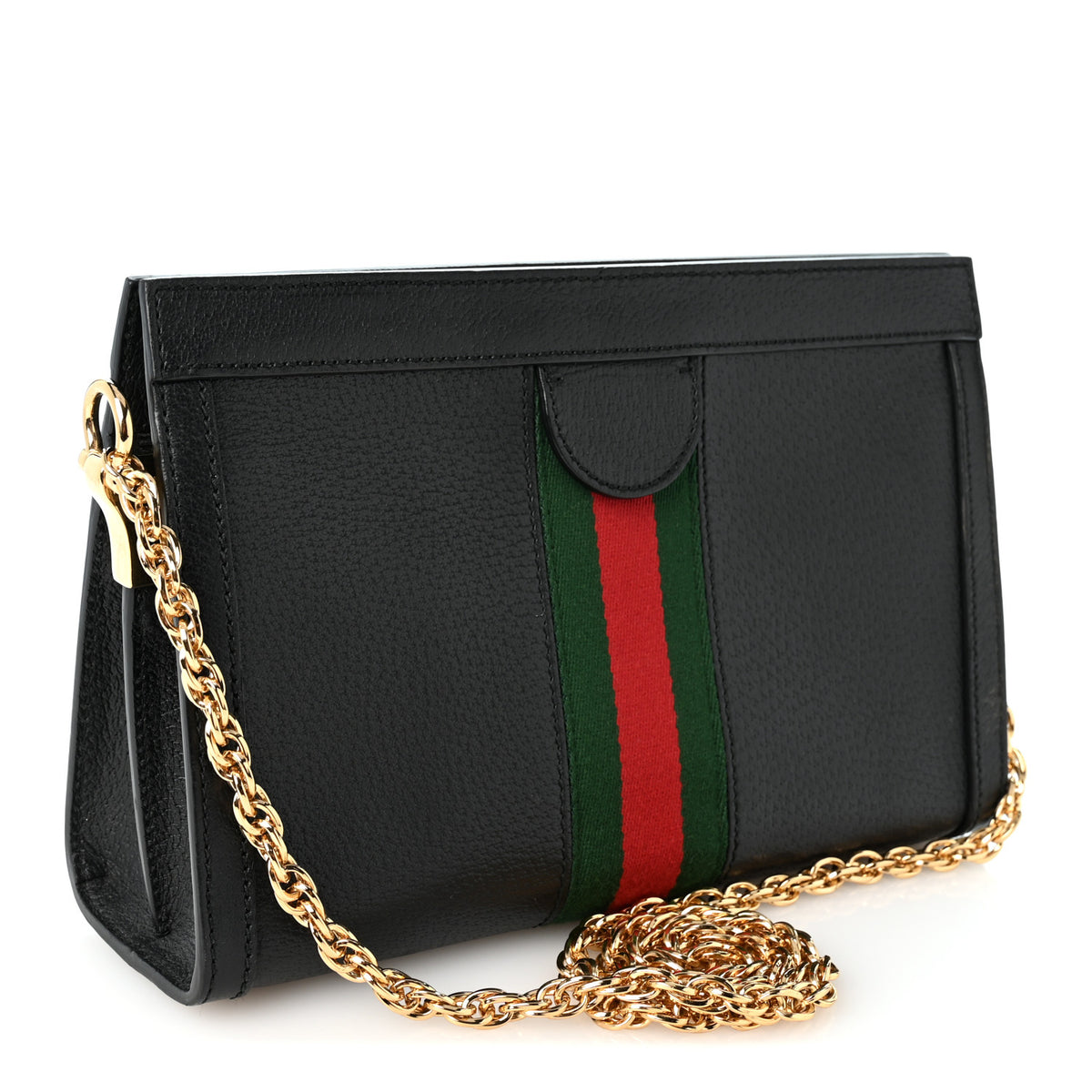 Gucci Calfskin GG Web Small Ophidia Chain Shoulder Bag Black 3 of 10