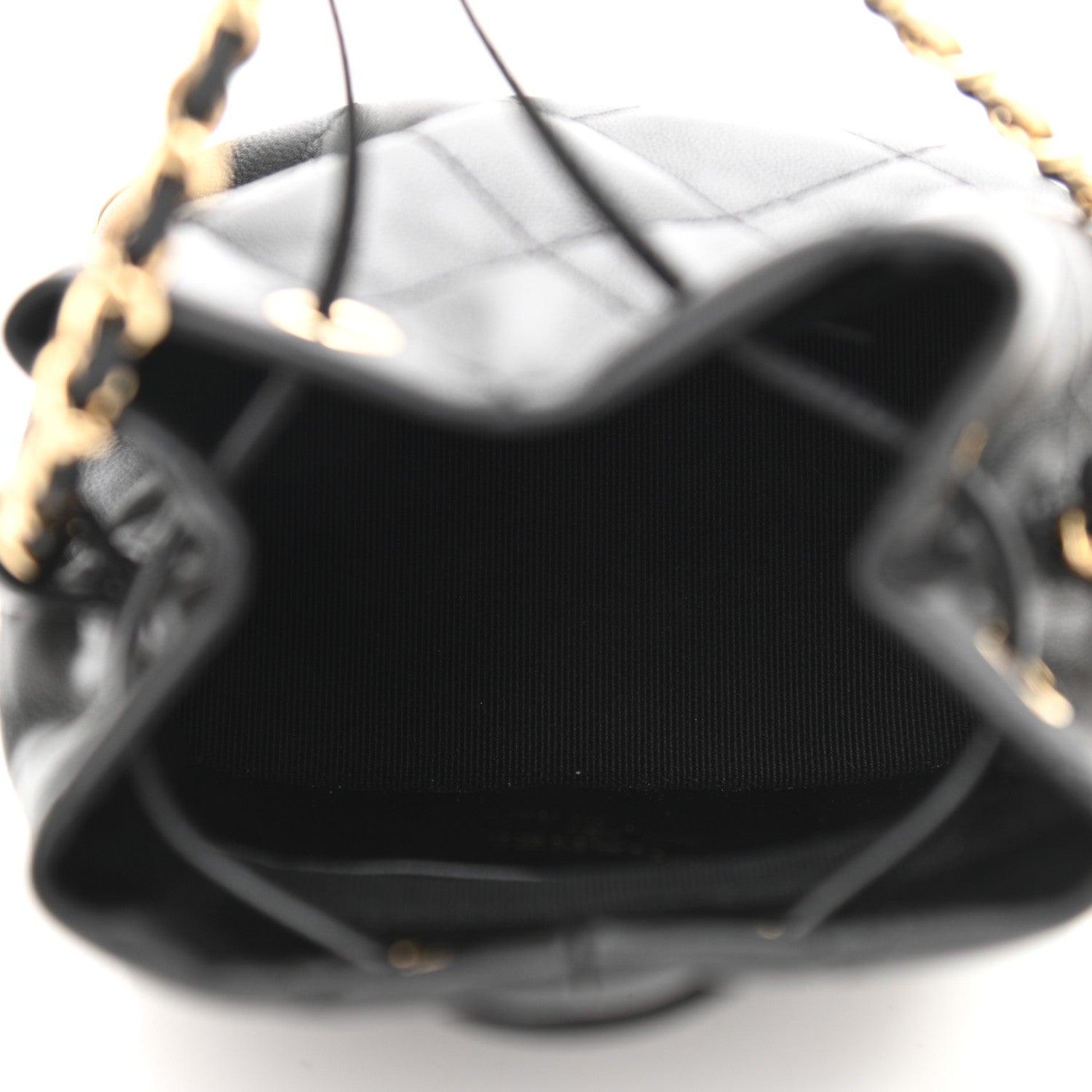 Chanel Metal Lambskin Quilted Small Chain Bucket Bag Black 5 of 12