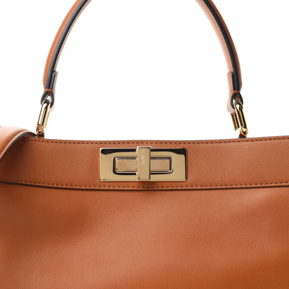 Fendi Vitello Seta Shiny Nappa Medium Peekaboo I SEE U Satchel Brandy Light Rose 11 of 12