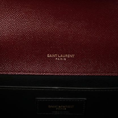 Saint Laurent Grain De Poudre Textured Mixed Matelasse Medium Triquilt Monogram Satchel Rouge Legion 6 of 10
