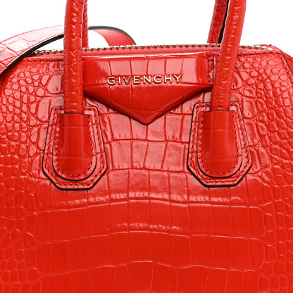 Givenchy Calfskin Crocodile Embossed Mini Antigona Red 7 of 9