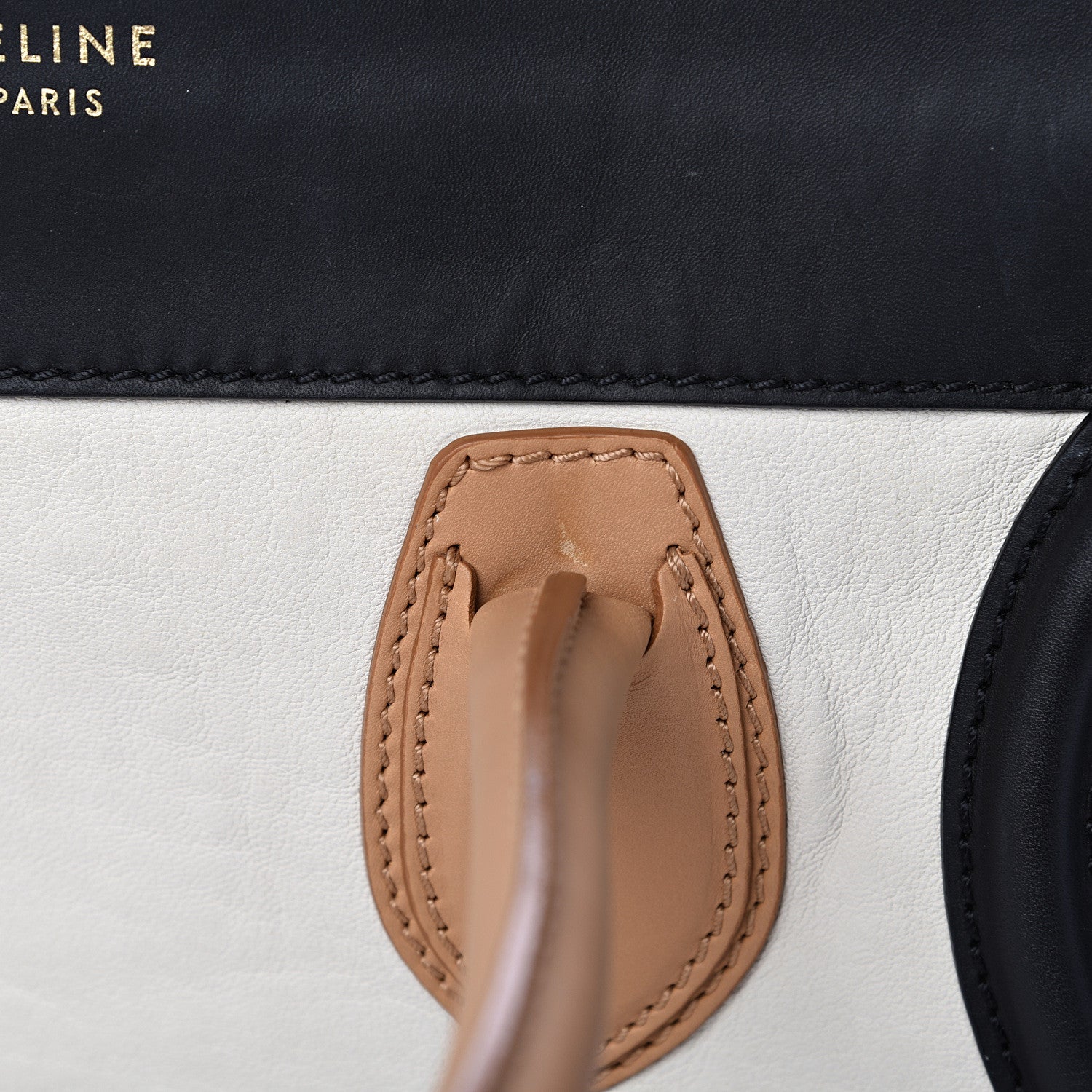 Celine Calfskin Mini Tri-Color Luggage Black Brown White 20 of 24