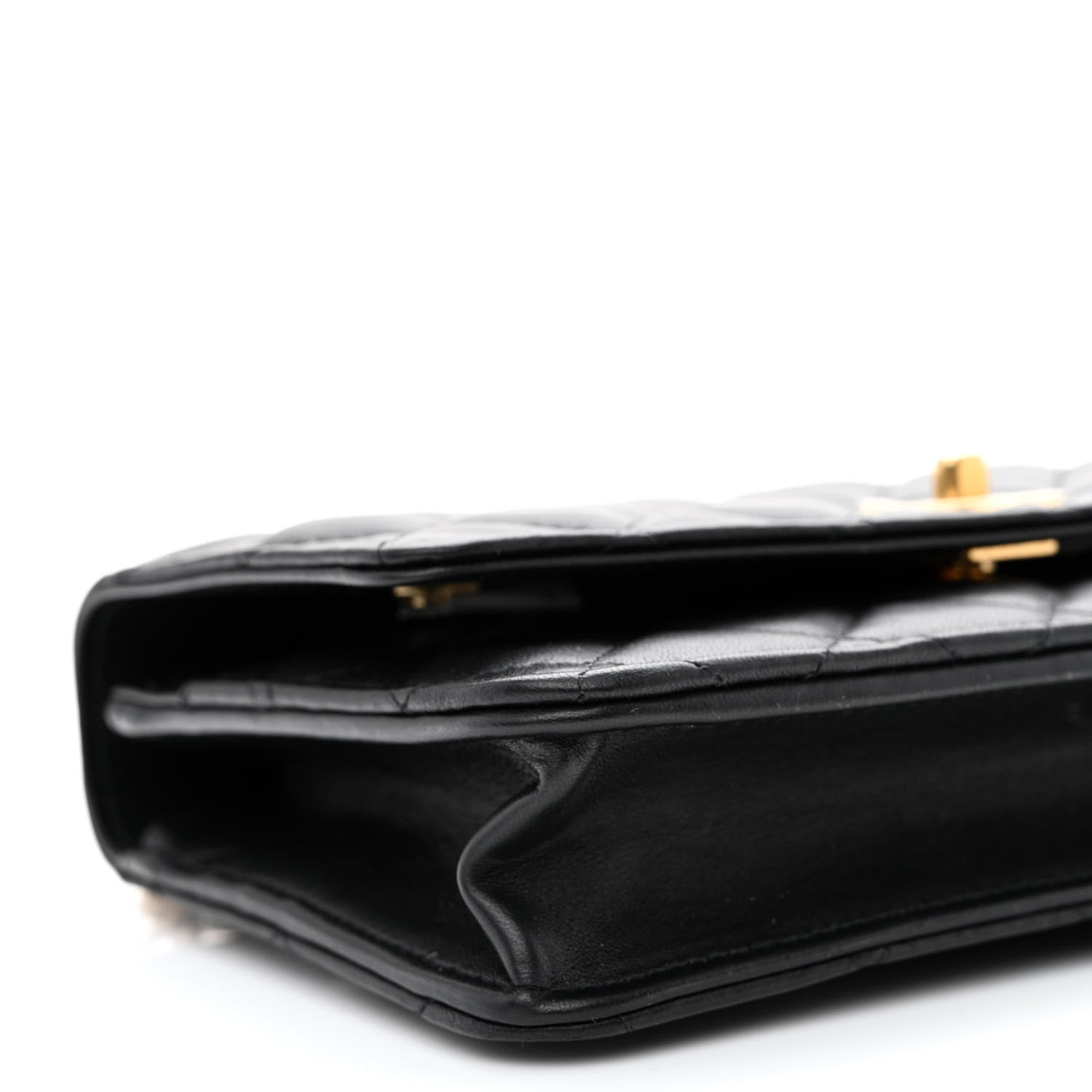 Chanel Lambskin Quilted Sweet Camellia Wallet on Chain WOC Black 9 of 11