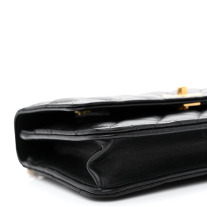 Chanel Lambskin Quilted Sweet Camellia Wallet on Chain WOC Black 9 of 11