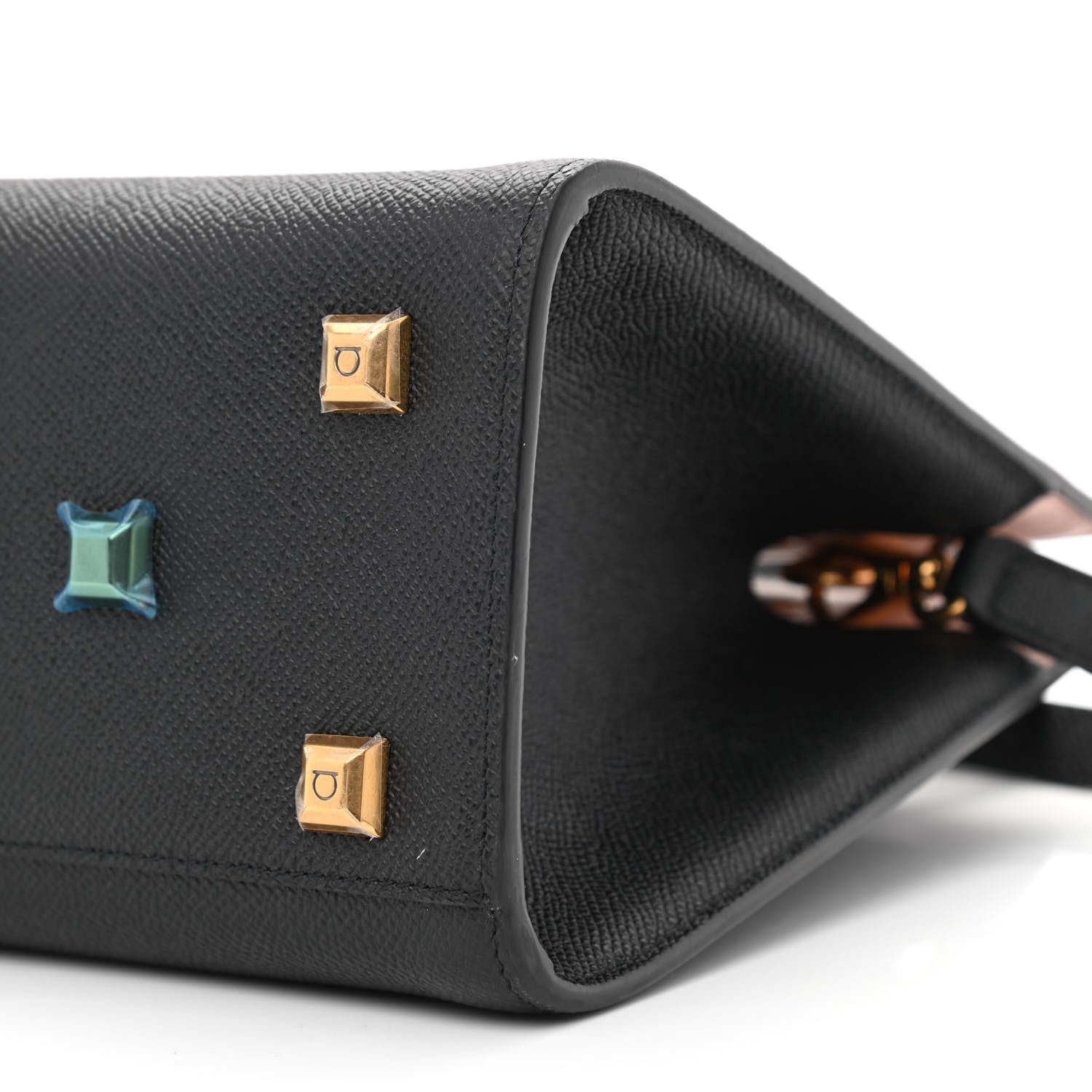 Salvatore Ferragamo Hammered Calfskin The Studio Box Bag Black 10 of 10