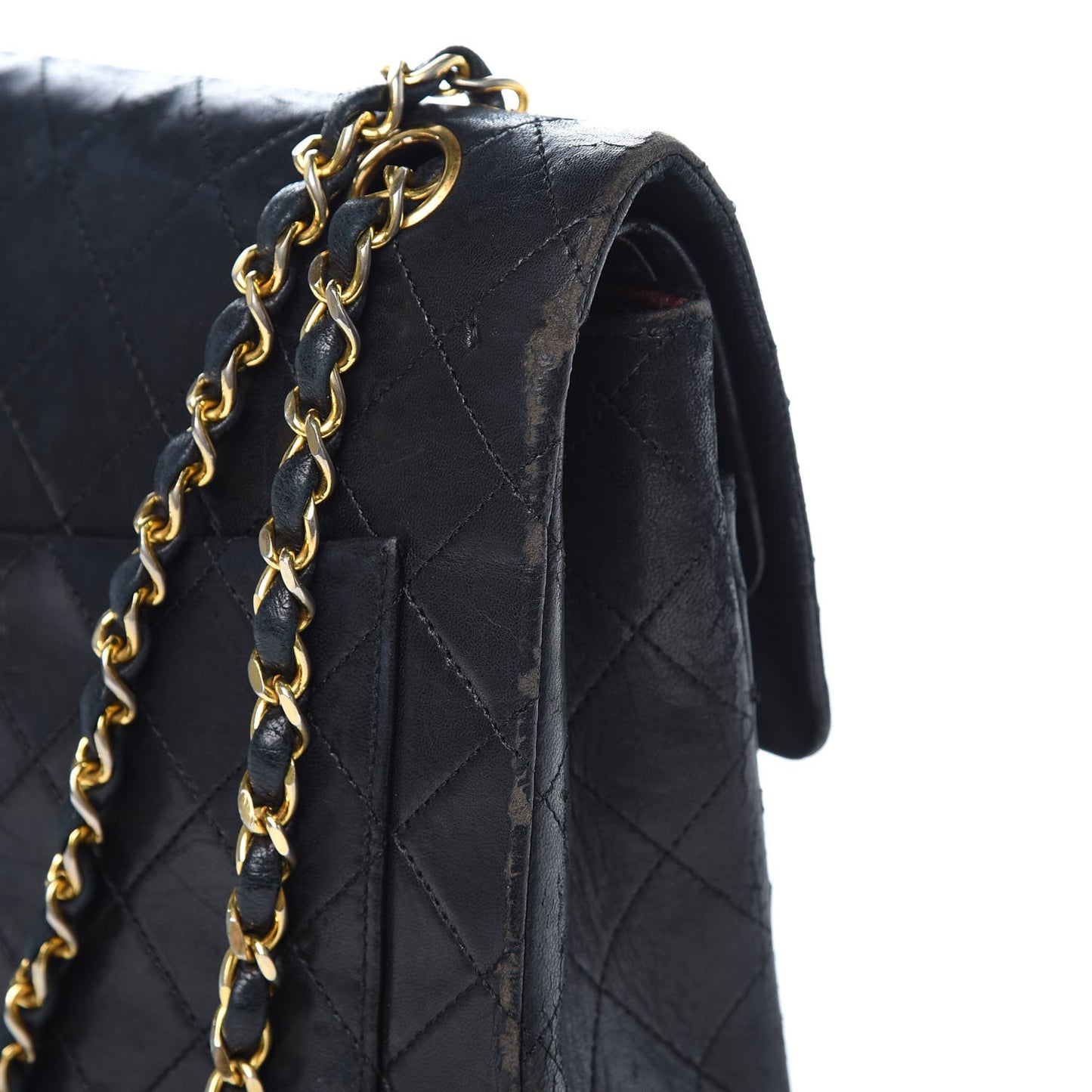 Lambskin Quilted Medium Double Flap Black