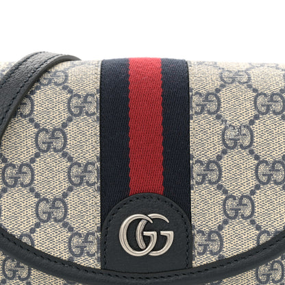 Gucci GG Supreme Monogram Textured Dollar Calfskin Mini Ophidia Flap Shoulder Bag Beige Blue 8 of 10