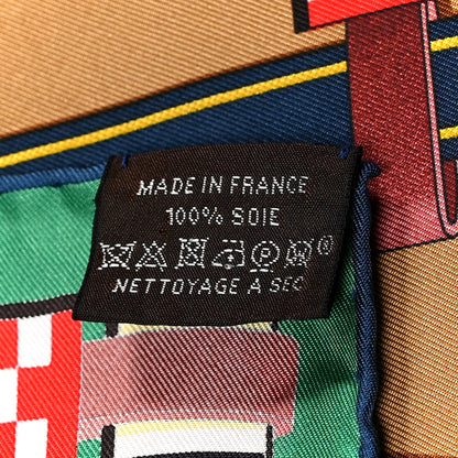 Hermes Silk Lettres Equestre Scarf 90 Tabac Vert Rouge 3 of 5