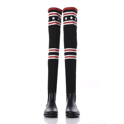 Givenchy Knit Rubber Storm Over The Knee Boots 37 Black 3 of 7