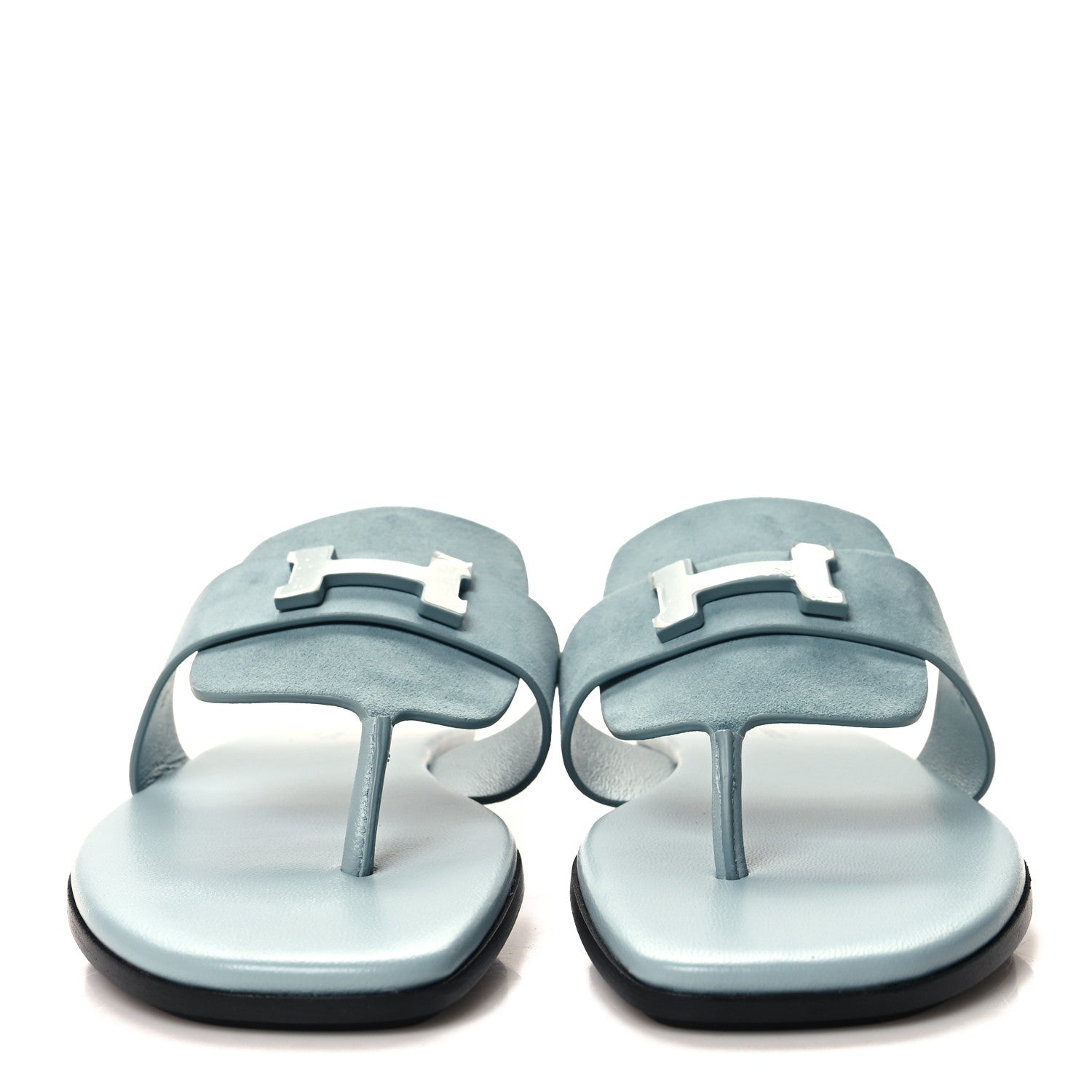 Hermes Suede Goatskin Womens Galerie Sandals 36 Bleu Pinede 2 of 10