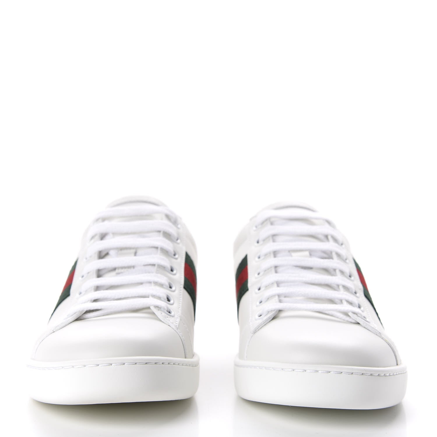 Gucci Calfskin Ayers Bee Embroidered Womens Ace Sneakers 37.5 White Green 2 of 10