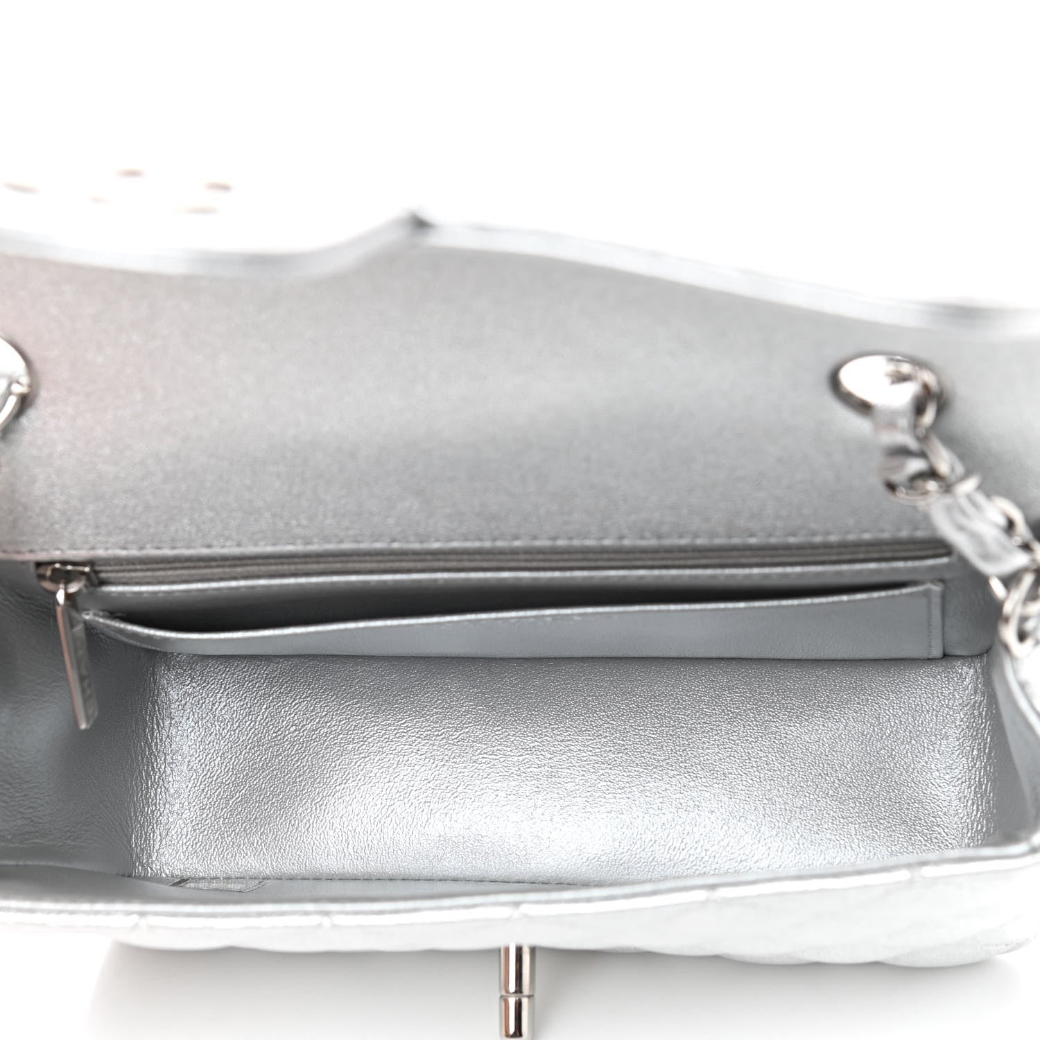 Chanel Metallic Lambskin Quilted Mini Rectangular Flap Silver 5 of 9
