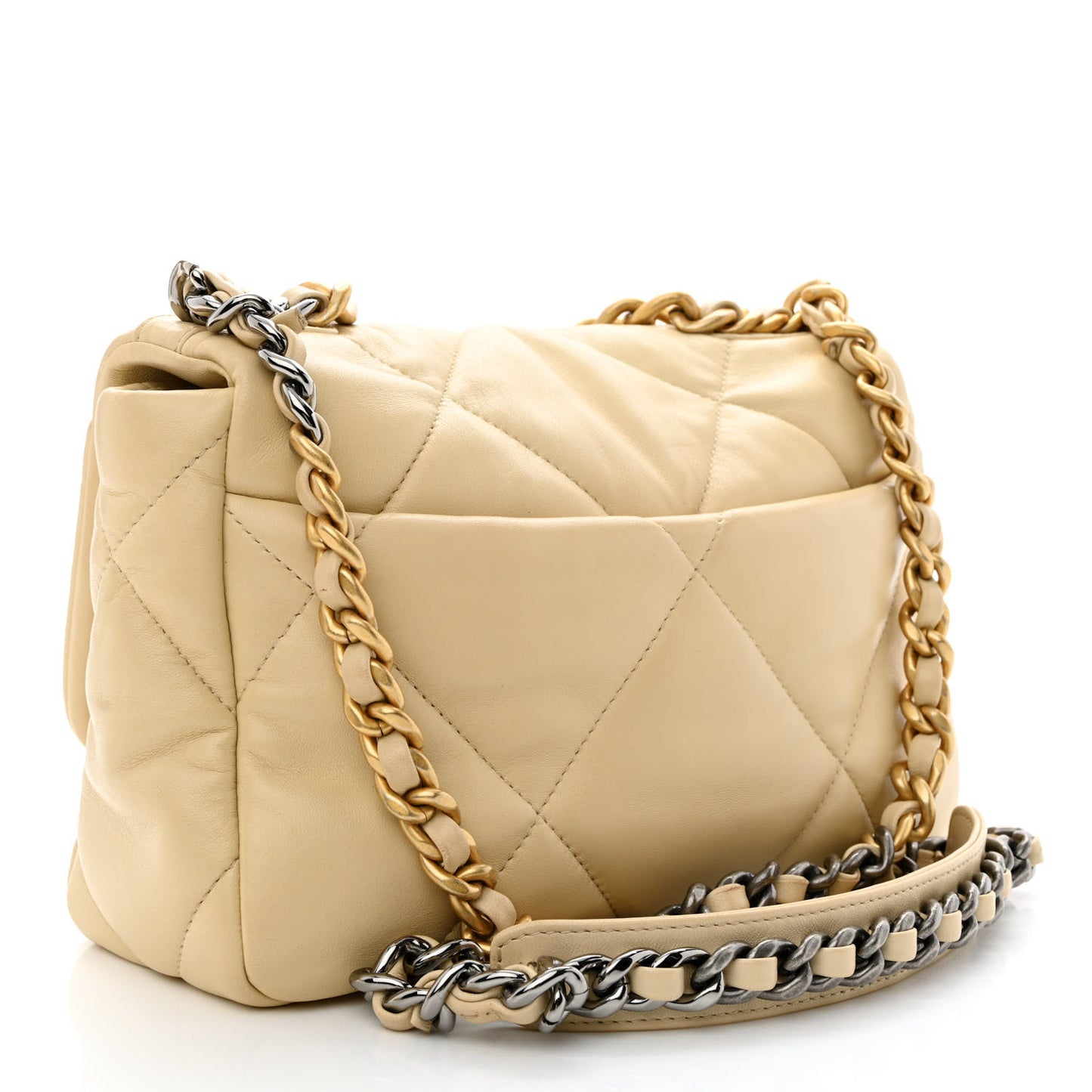 Lambskin Quilted Medium Chanel 19 Flap Beige