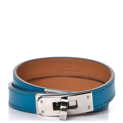 Hermes Tadelakt Kelly Double Tour Bracelet M Bleu Izmir 1 of 7