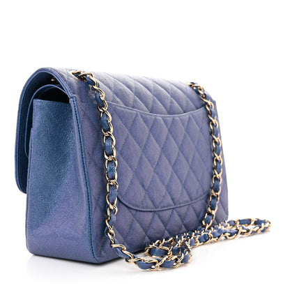 Chanel Iridescent Caviar Quilted Jumbo Double Flap Dark Blue 3 of 10