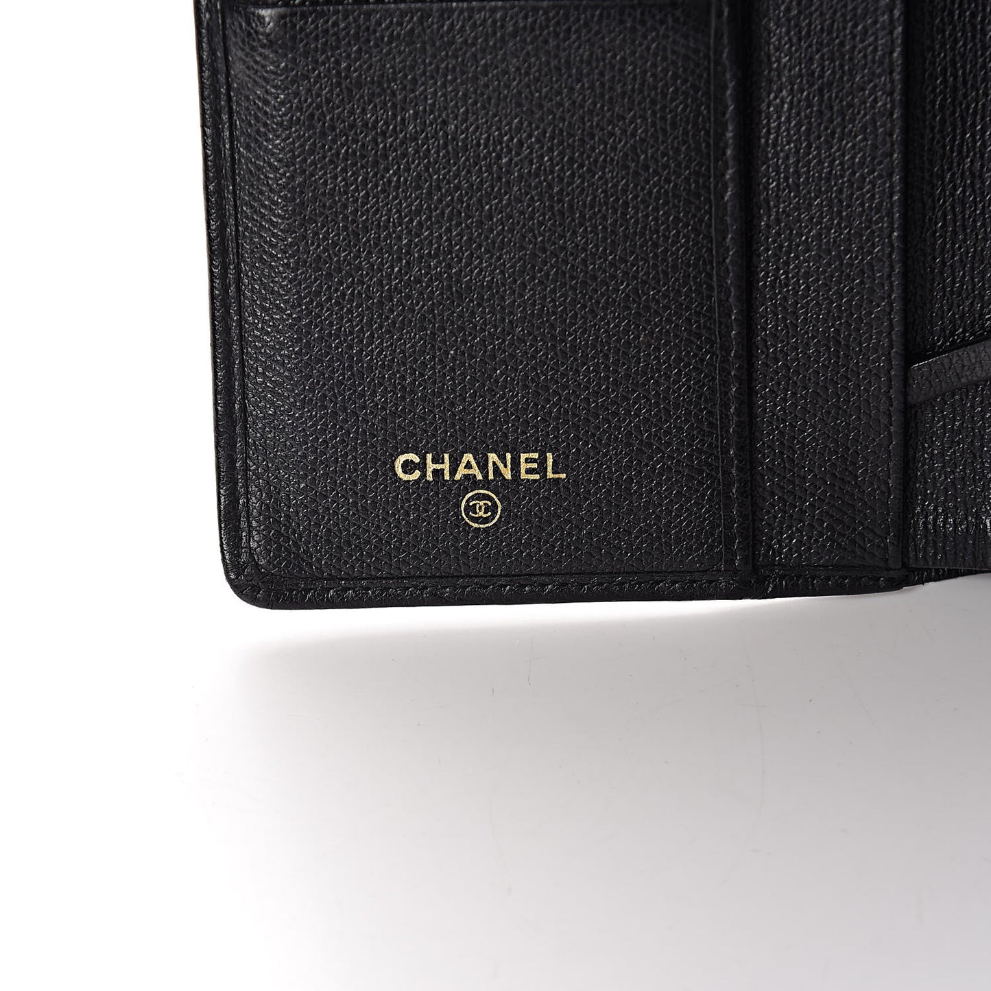 Grained Calfskin CC Button Yen Wallet Black
