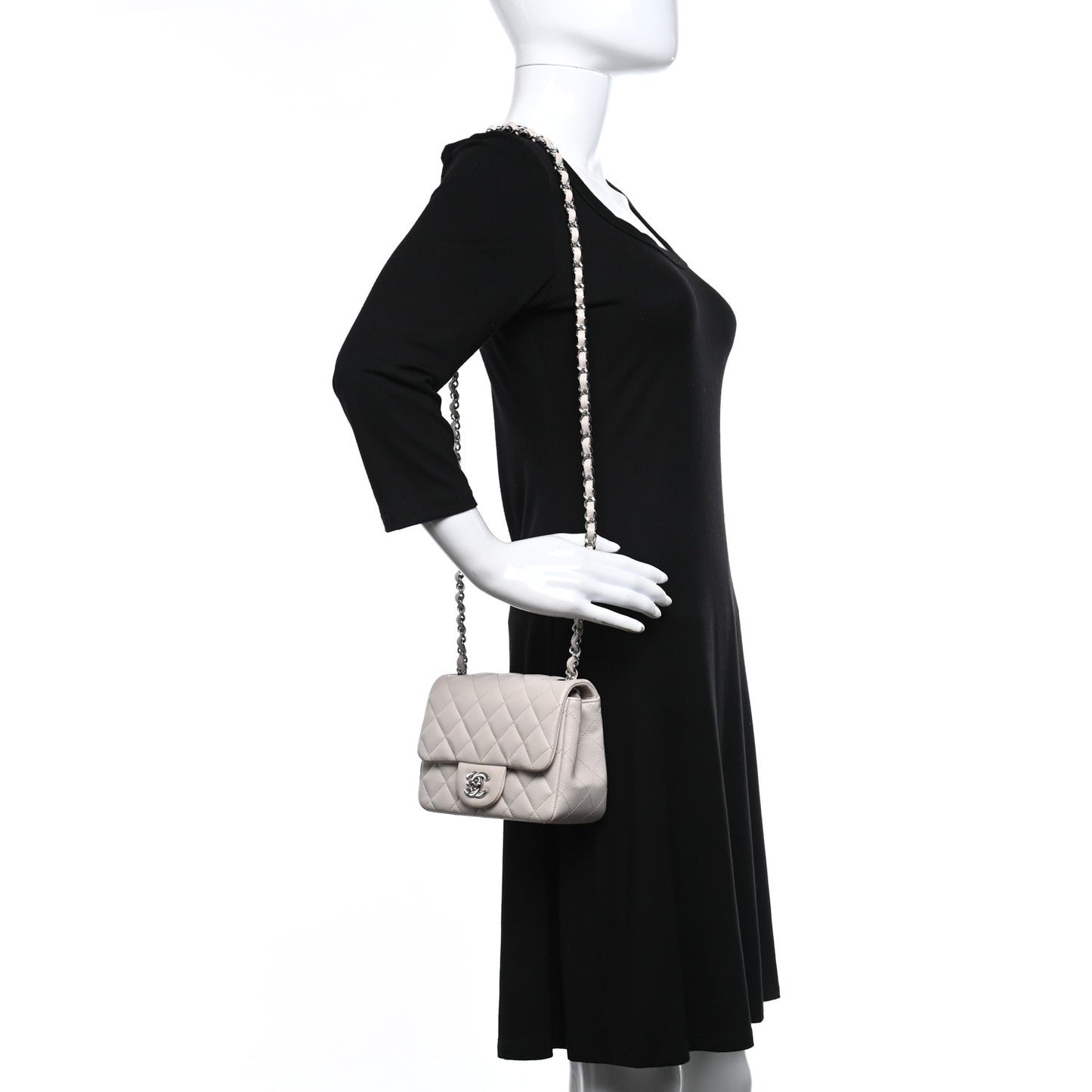 Caviar Quilted Mini Square Flap White