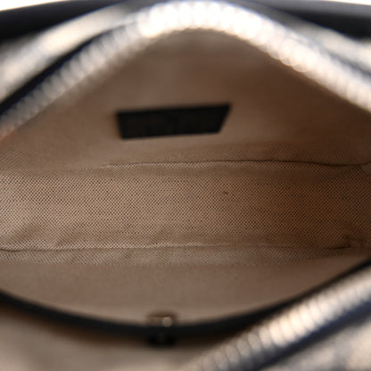 Gucci GG Supreme Monogram Textured Dollar Calfskin Mini Retro Interlocking G Shoulder Bag Beige Blue 5 of 10
